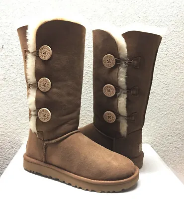 Ugg Bailey Button Triplet Ii Tall Chestnut Boots Us 8 / Eu 39 / Uk 6 - New • £180.03