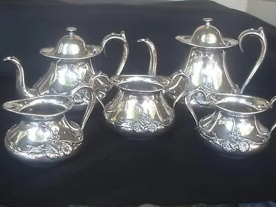 Antique Rare Quadruple Plated Five Piece  Coffee Tea Service • $295