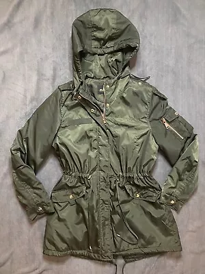 Madden Coat Military Green Lined Long Hooded Utility Winter Coat Rose Gold Med • $29.75