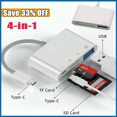 SD TF USB Card Memory Reader OTG Adapter For IPhone 14 13 IPad PC Camera MacBook • £5.44