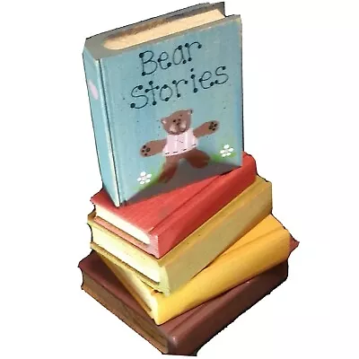 Faux Wood Miniature Books Set Of Five Cute Largest Book 2 5/8  X 3 3/8  Handmade • $11.64