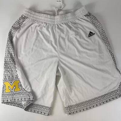 Adidas Basketball Shorts Mens XL Michigan Wolverines Iced Out Replica White Gray • $17.95