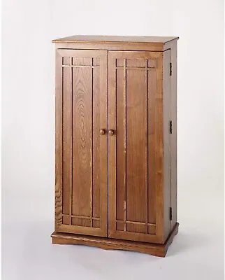 Leslie Dame 612 Dark Oak Veneer Mission Style Multimedia Storage Cabinet • $249.99