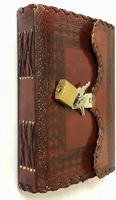 Leather Journal Writing Notebook Planner Notepad With Lock And Key Antique Diary • $107.87