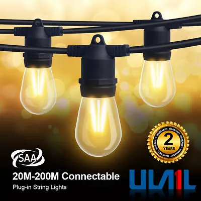  20-200M LED Festoon String Lights Outdoor Wedding Xmas Patio Party Dimmable AU • $547.19