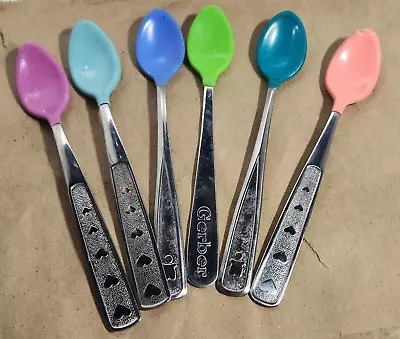 VTG 6 PC STAINLESS Baby Spoons Gerber Munchkin 80's The First Year Silicone BOWL • $21.44