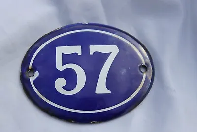 Vintage Blue Oval French Enamel House Number 57 Door Gate Plate Plaque Rare • $33.45