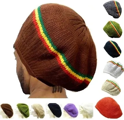 M/L Africa Crown Beret Rasta Hat Rastafari Jamaica Tam Marley Dreadlocks Cotton • $14.99