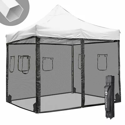 Commerical 10x10 Ft Pop Up Canopy W/ 4 Sidewall Mesh Instant Folding Vendor Show • $107.90