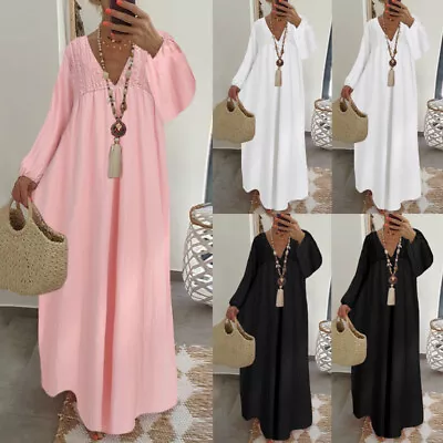 £15.38 • Buy UK STOCK Women V Neck Crochet Lace Dress Cocktail Party Club Long Maxi Dresses