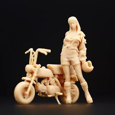 1/64 1/43 Model Mini Motor&girl Unpaint Figure Fit Diorama Sand Table 117 • $11.50