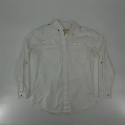 Michael Kors Button Up Shirt Women Medium White Casual Long Sleeve • $4.99