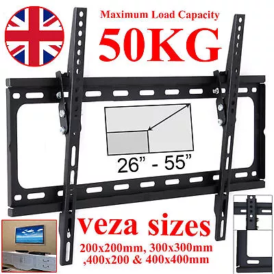 £9.95 • Buy Tv Wall Mount Bracket Slim Tilt 3d Lcd Led Plasma For 26 30 32 40 42 50 55 Inch 