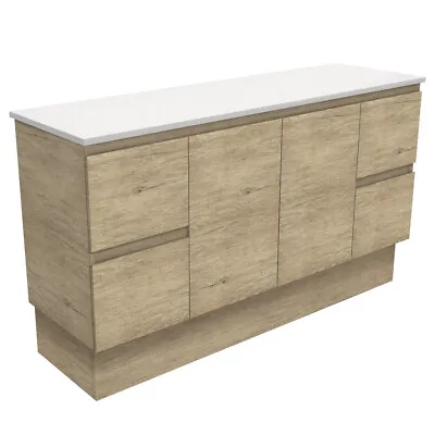 Fienza Bathroom Vanity 1500 Cabinet On Kickboard Cupboard Edge Scandi Oak 150SK • $798