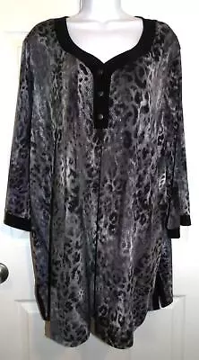 Lovely Black/Gray Print MAGGIE BARNES 3/4 Sleeve Top W/Sparkles - 4X • $9.99