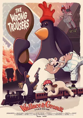 Wallace & Gromit - The Wrong Trousers Print Poster Signed Artist Mark Bell • £80