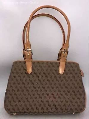 Dooney & Bourke Womens Tan Monogram Adjustable Strap Zipper Shoulder Bag • $11.50