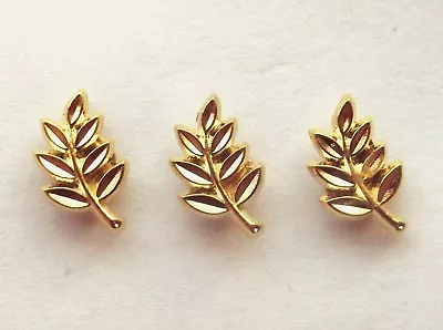 ( 3x ) SMALL Sprig Of Acacia Masonic Pin Badge / Gold Plated Leaf Lapel Gift • £6.99