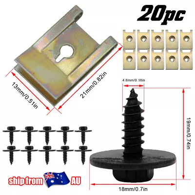 20X U Nut Hex Screw For BMW Speed Fastener Undertray Sheet Metal Clips Fixing & • $7.34