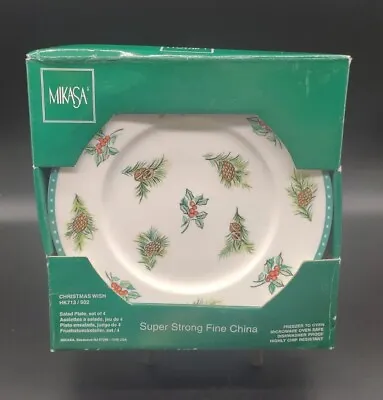 NOS Boxed Set Of 4 Mikasa Ultima  Christmas Wish   Salad/Dessert Plates 8.5  • $19.99