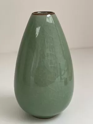 CHINESE PORCELAIN CELADON GREEN CRACKLE Glaze MEIPING VASE CERAMICS POTTERY  • $37.34