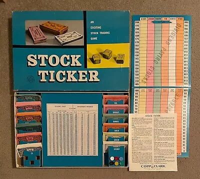 Vintage Stock Ticker Board Game A Copp Clark Game 100% Complete W/dice USA Ship • $47.99