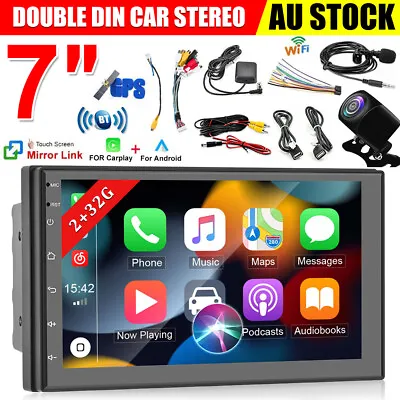 7  Double DIN Car Stereo GPS Head Unit HD Touch Screen For Apple CarPlay Android • $89.95