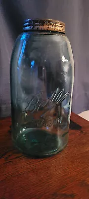 Vintage 1/2 Gallon Number 4 Aqua Ball Perfect Mason Canning Jar Collectible Nice • $21.99