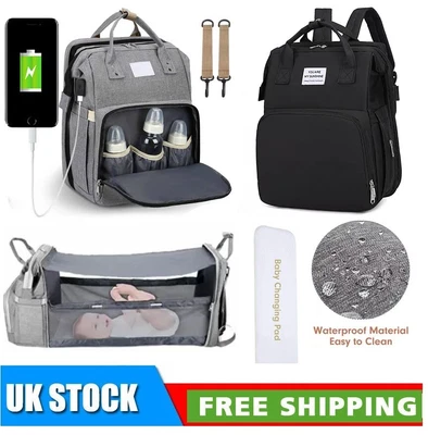 £16.99 • Buy Multi-Function Baby Diaper Backpack Folding Bed Nappy Mummy Changing Bag UK