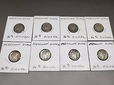 Lot Of 8 U.S. 90% Silver Mercury Dimes Coins • $19.99