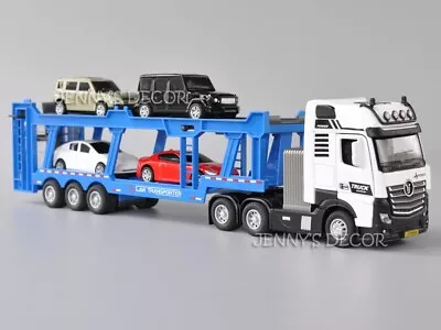 1:50 Diecast Model Truck Toy Tractor And Car Transporter Semi-Trailer With 4 Car • $15.50