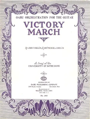 Victory March Sheet Music Hawaiian Guitar 1934 Shea University Notre Dame Oahu • $13.50