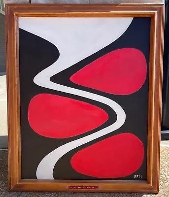 Vintage Abstract Shapes Acrylic Painting Modern Art Wall Hanging Signed Menges • $325