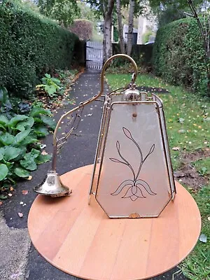 Tiffany Style Brass Effect Electric Square Hall Celing Lantern Pendant Light • £29.99