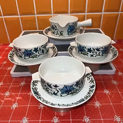 8pc Set VTG Midwinter Spanish Garden Soup Pasta Stew Bowls Dishes Saucers & Jug • £18.75