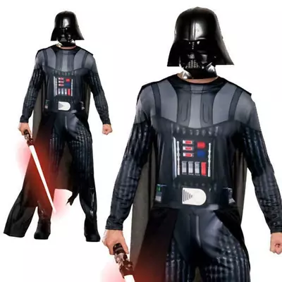 Mens Darth Vader Adults Fancy Dress Star Wars Villain Sci Fi Adults Costume Outf • £32.99