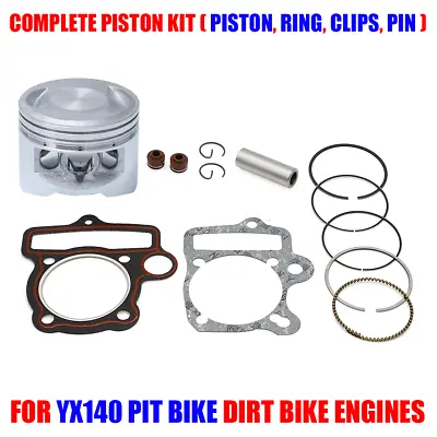 For Pit Bike YX140 140cc 56mm Complete Piston Kit Engine Gasket 13mm Piston Pin • £19.19