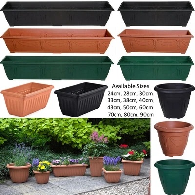 £4.25 • Buy Sturdy Planter Long Window Box Plastic Pot Broad Base Flower Plant OutdoorGarden