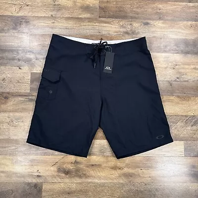 Oakley Board Shorts Mens 38 Black Cargo Polyester Kana Swim Trunks Surfing • $24.99