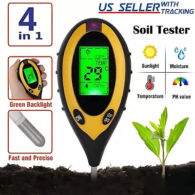 4 In 1 PH Tester Soil Water Moisture Light Test Meter For Garden Plant Seeding • $10.19