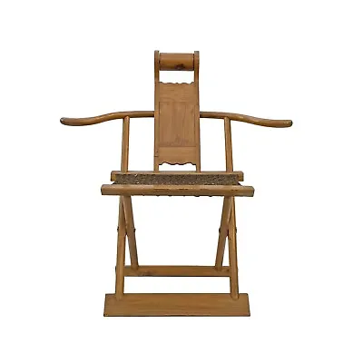 Chinese Elm Wood Wool Seat Wide Arm Folding Armchair Cs5955 • $1040