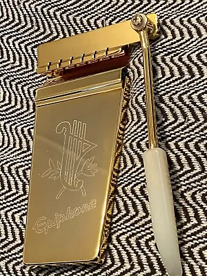 Engraved Vibrola Tremolo Maestro Tailpiece GOLD Epiphone & Roller Bridge. • $169.95
