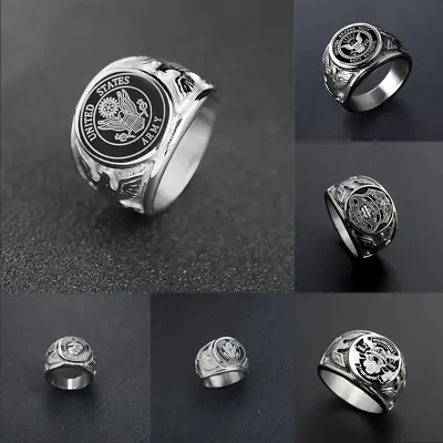 USA Military Ring United States Marine Corps US Army Men Signet Stainless Steel • $11.59