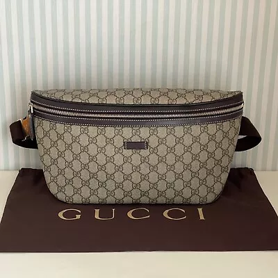 GUCCI Old Waist Body Bag Purse GG PVC Leather 211110 Brown Authentic • $599.90