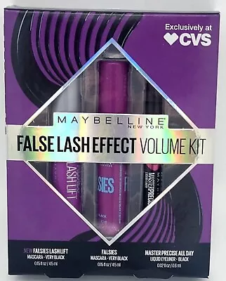 Maybelline False Lash Effect Volume Kit 2x Mascara & 1 Liquid Eyeliner Black • $9.99