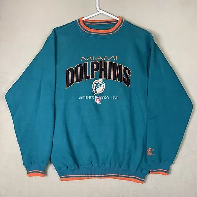 Miami Dolphins Sweater Mens Large Blue Vintage Pullover NFL Football Adult • $49.99