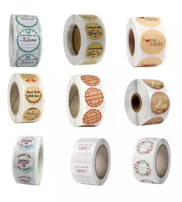 HANDMADE WITH LOVE HOMEMADE WITH LOVE Stickers Business Labels Seals Round 25mm • £2.89