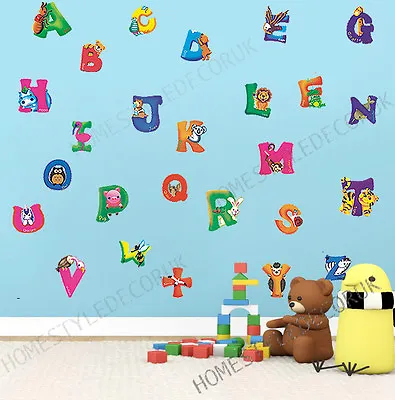 Large Alphabet ABC Wall Stickers Kids Early Educational Baby Nursery Decal Decor • £4.99