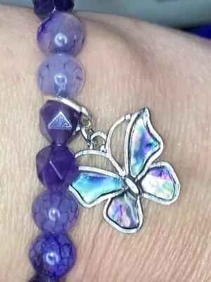 Soothing Butterfly Abalone Beaded Bracelet • $17.50