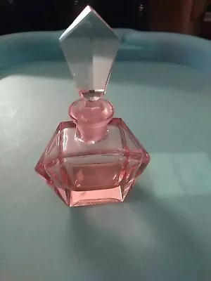 Vintage Czech Pink Small Bohemian Art Deco Perfume Bottle 4l X 2.5 W • $45